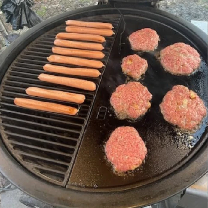 24 Inch Half Moon Cast Iron Grate & Griddle Combo For Weber Summit Charcoal Grill, Kamado Joe, Big Joe I, II & III, BGE Etc 4 24 Inch Half Moon Cast Iron Grate & Griddle Combo For Weber Summit Charcoal Grill, Kamado Joe, Big Joe I, II & III, BGE Etc - Image 2