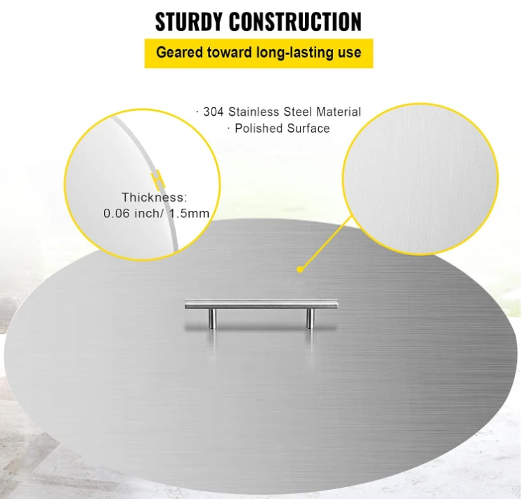 Stainless Steel 20 Inch Dia Round Drop-in Patio Fire Pit Burner Pan Ring Lid Cover 6 Stainless Steel 20 Inch Dia Round Drop-in Patio Fire Pit Burner Pan Ring Lid Cover - Image 4