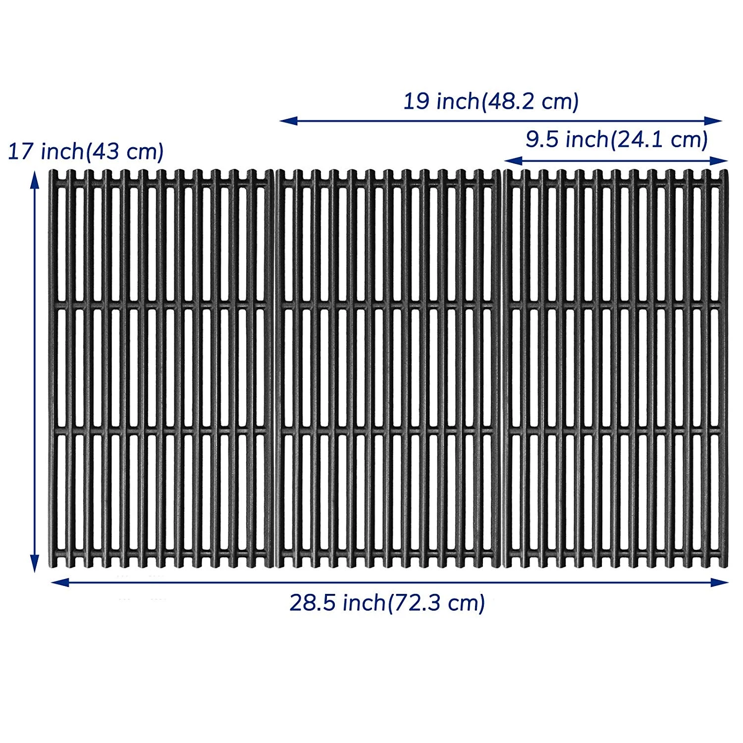 Grill Grates For Char-Broil 463242715, 463242716, 463276016, 466242816 4 Burner Gas Grills, 17 X 28-1/2, Cast Iron Grill Replacement Parts 5 Grill Grates For Char-Broil 463242715, 463242716, 463276016, 466242816 4 Burner Gas Grills, 17 X 28-1/2, Cast Iron Grill Replacement Parts - Image 3