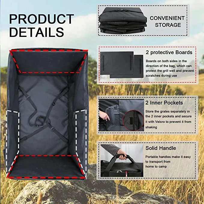 Grill Carry Bag & Backpack For Weber Q200 Q220 Q2000, Q2200, Pit Boss, CharBroil And More Grill, Collapsible Outdoor Camping Grill Tools Bag 5 Grill Carry Bag & Backpack For Weber Q200 Q220 Q2000, Q2200, Pit Boss, CharBroil And More Grill, Collapsible Outdoor Camping Grill Tools Bag - Image 3