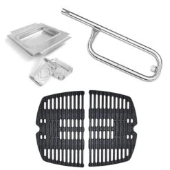 60040 Grill Burner + 7644 Grill Grates + 80346 Catch Pan For Weber Baby Q, Q100, Q120, Q1000, Q1200 Grill Replacement Parts