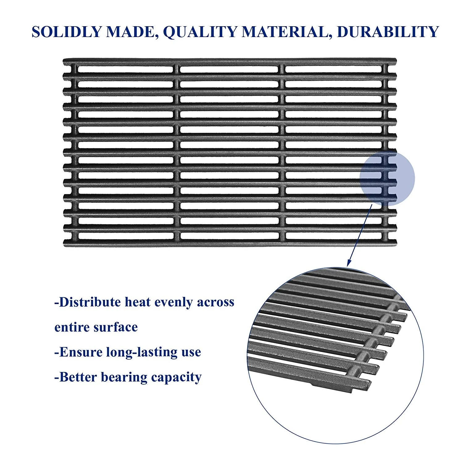 Grill Grates For Char-Broil 463242715, 463242716, 463276016, 466242816 4 Burner Gas Grills, 17 X 28-1/2, Cast Iron Grill Replacement Parts 6 Grill Grates For Char-Broil 463242715, 463242716, 463276016, 466242816 4 Burner Gas Grills, 17 X 28-1/2, Cast Iron Grill Replacement Parts - Image 4