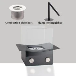 8" H Portable Ventless Fireplace Tabletop Fire Pit Bowl Pot With 2 Sided Glass Clean Burning Bio Ethanol For Patio Parties Events -Cheap Grill Store 41yV97rK5FL. AC SL1000