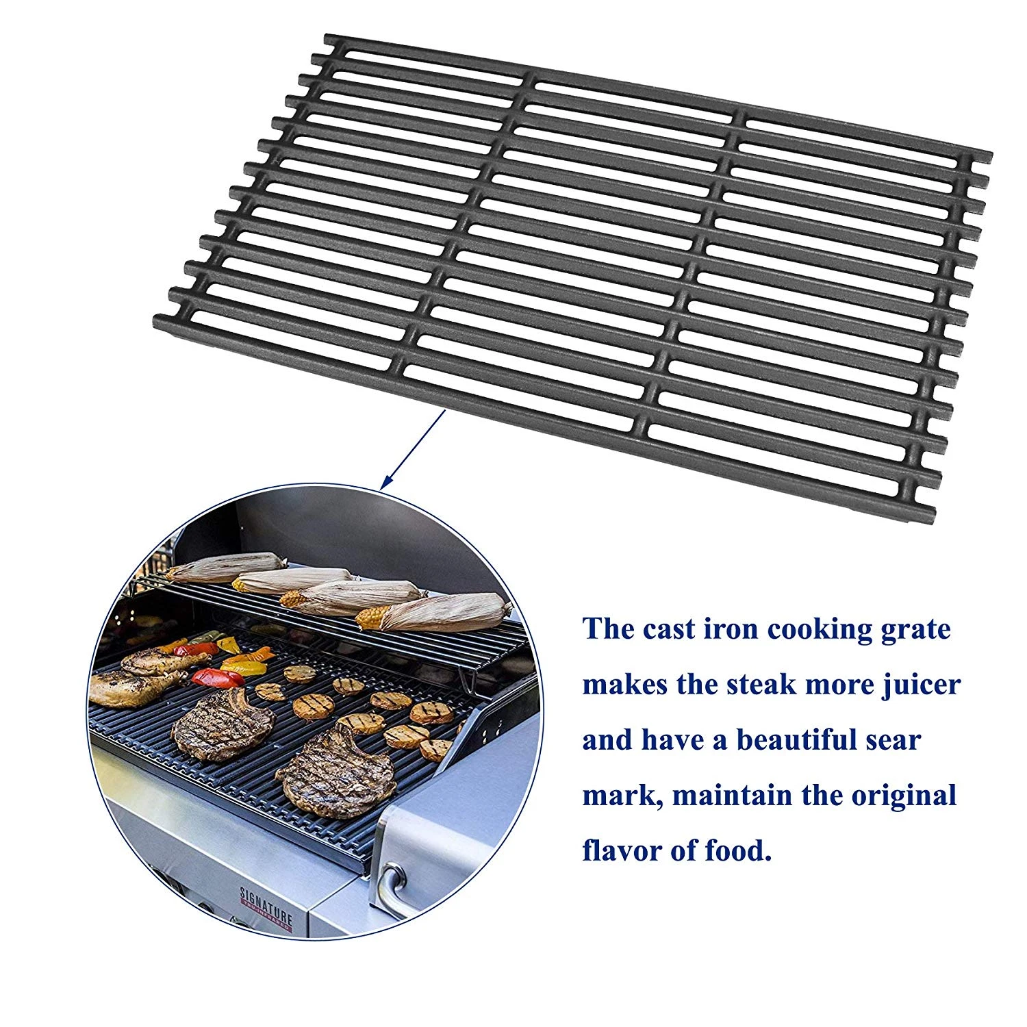 Grill Grates For Char-Broil 463242715, 463242716, 463276016, 466242816 4 Burner Gas Grills, 17 X 28-1/2, Cast Iron Grill Replacement Parts 7 Grill Grates For Char-Broil 463242715, 463242716, 463276016, 466242816 4 Burner Gas Grills, 17 X 28-1/2, Cast Iron Grill Replacement Parts - Image 5