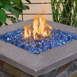 1/2'' Patio Heaters Fire Glass Reflective Tempered Pacific Blue Fire Rock For Fire Pits, Fireplace -Cheap Grill Store 51YUU60AwIL. AC