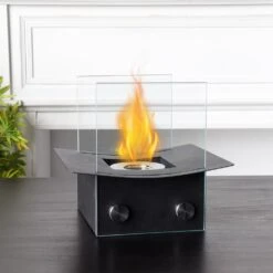 8" H Portable Ventless Fireplace Tabletop Fire Pit Bowl Pot With 2 Sided Glass Clean Burning Bio Ethanol For Patio Parties Events -Cheap Grill Store 51YXABplKML. AC SL1000