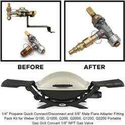Quick Connect Conversion Kit For Weber Q100, Q1000, Q200, Q2000, Q1200, Q2200, Q300 Series And Weber Traveler Portable Gas Grills -Cheap Grill Store 51cm2ZDcTvL. AC