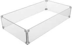 Fire Pit Glass Wind Guard, 29 X 13 X 6 Inch, Thick Rectangular Heat-Resistant Tempered With Hard Bracket And Rubber Feet For Propane, Gas, Outdoor