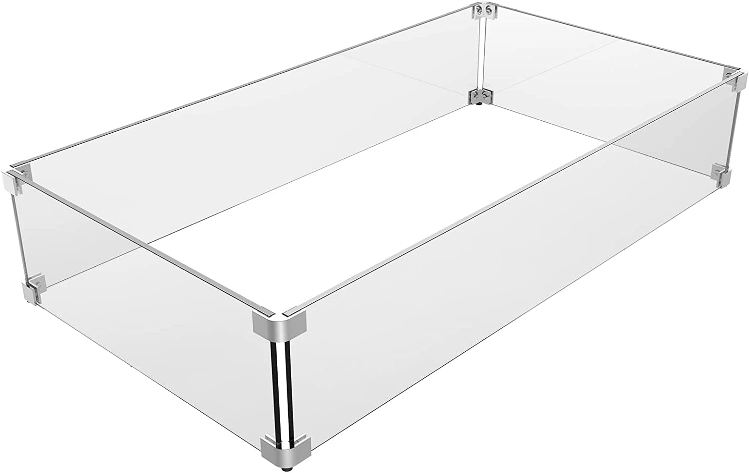 Fire Pit Glass Wind Guard, 29 X 13 X 6 Inch, Thick Rectangular Heat-Resistant Tempered With Hard Bracket And Rubber Feet For Propane, Gas, Outdoor 3 Fire Pit Glass Wind Guard, 29 X 13 X 6 Inch, Thick Rectangular Heat-Resistant Tempered With Hard Bracket And Rubber Feet For Propane, Gas, Outdoor