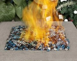10 LBS 1/2'' Fire Glass Beads White Blue Copper Reflective Tempered Fire Rocks Beads For Fire Pits, Fireplace And Fire Bowl -Cheap Grill Store 51ue3ABgRFL. AC