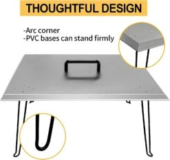 30'' Square Fire Pit Heat Deflector Burner Lid Cover To Push Heat Down And Out With Carrying Handle And Foldable Legs To Warm Friends And Family -Cheap Grill Store 611 fPm4rOL. AC SL1500