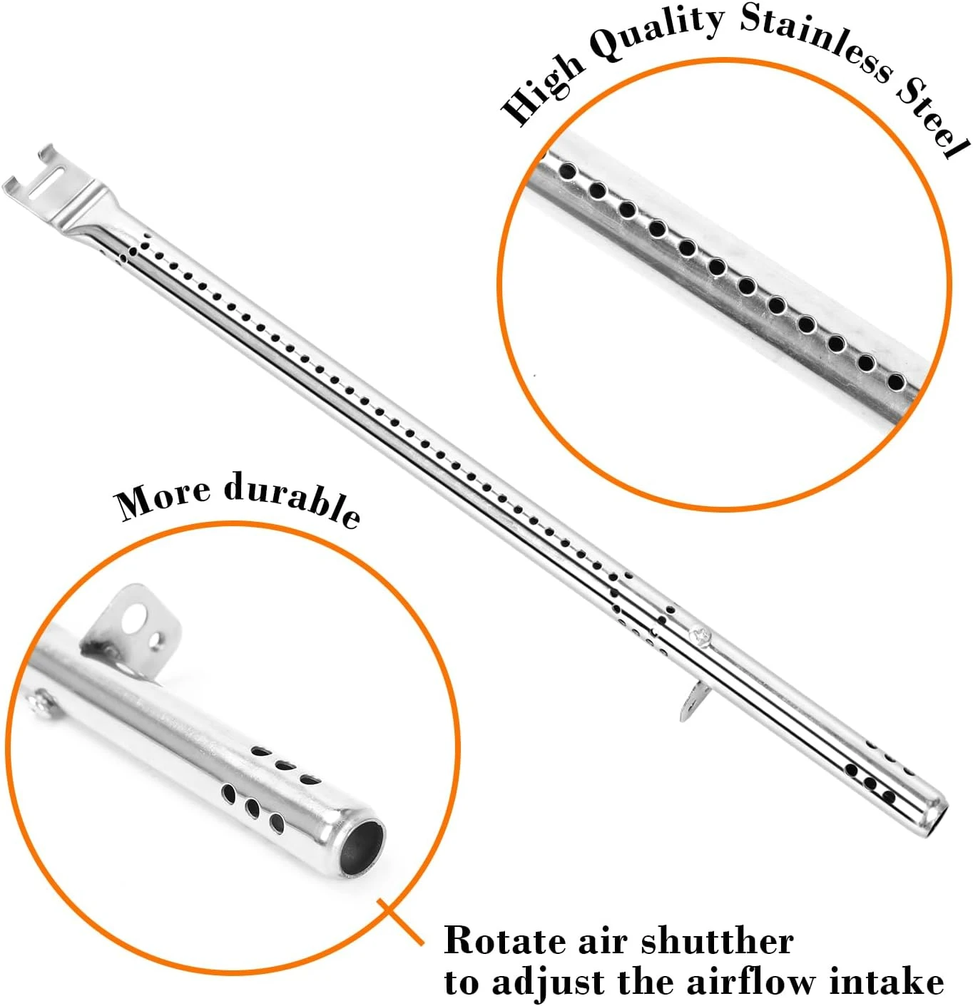 Grill Parts Kit For RevoAce GBC1748WS, GBC1748WPF, GBC1768WB, GBC1646WRS Gas Grills, 4 Pack Stainless Steel Burner & Porcelain Steel Heat Plate 8 Grill Parts Kit For RevoAce GBC1748WS, GBC1748WPF, GBC1768WB, GBC1646WRS Gas Grills, 4 Pack Stainless Steel Burner & Porcelain Steel Heat Plate - Image 6