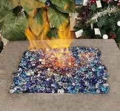 10 LBS 1/2'' Fire Glass Beads White Blue Reflective Tempered Fire Rocks Beads For Fire Pits, Fireplace And Fire Bowl -Cheap Grill Store 6156tExJAqL. AC
