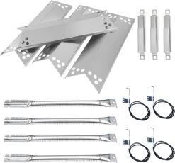 Repair Kit For Kenmore 720-0670A, 122.16641900, Nexgrill 720-0670C, Grill Master, Uberhaus And Others, 4 Pack Burner Tubes & Heat Plates