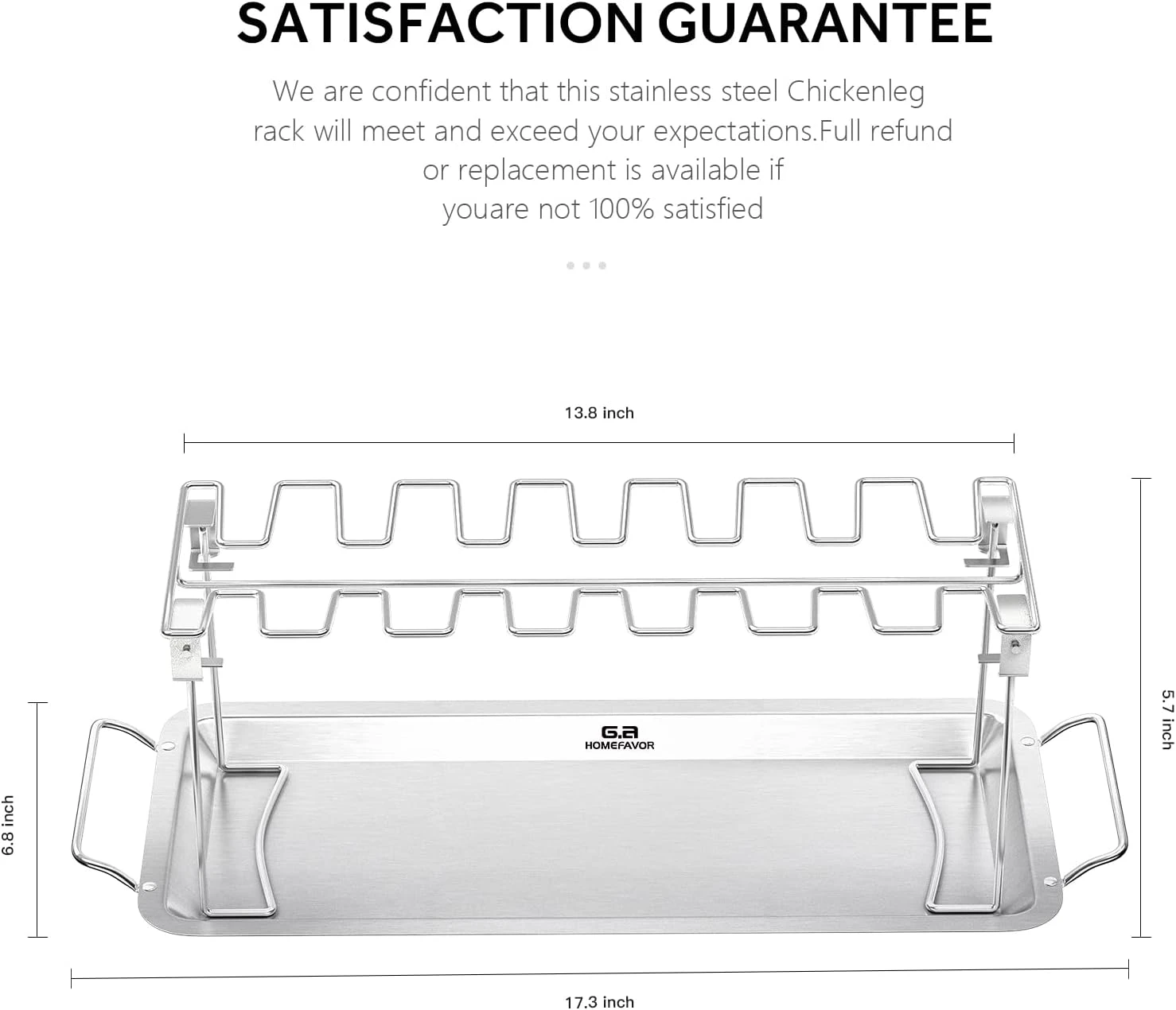 Chicken Leg Wing Rack 14 Slots Stainless Steel Metal Roaster Stand With Drip Tray For BBQ Smoker Grill Or Oven, Dishwasher Safe 4 Chicken Leg Wing Rack 14 Slots Stainless Steel Metal Roaster Stand With Drip Tray For BBQ Smoker Grill Or Oven, Dishwasher Safe - Image 2