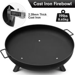 28 Inch Black Fire Pit Wood Burning Fire Bowl With A Drain Hole Fireplace Extra Deep Large Round Outside Backyard Deck Camping Grate -Cheap Grill Store 61D5GuAGQBL. AC SL1500