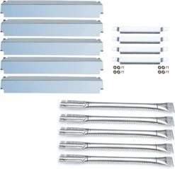 Repair Kit For Charbroil 5 Burner Commercial 463268806 Gas Grill, Grill Burner Tube, Heat Plate Tent Shield Deflector, Crossover Tube