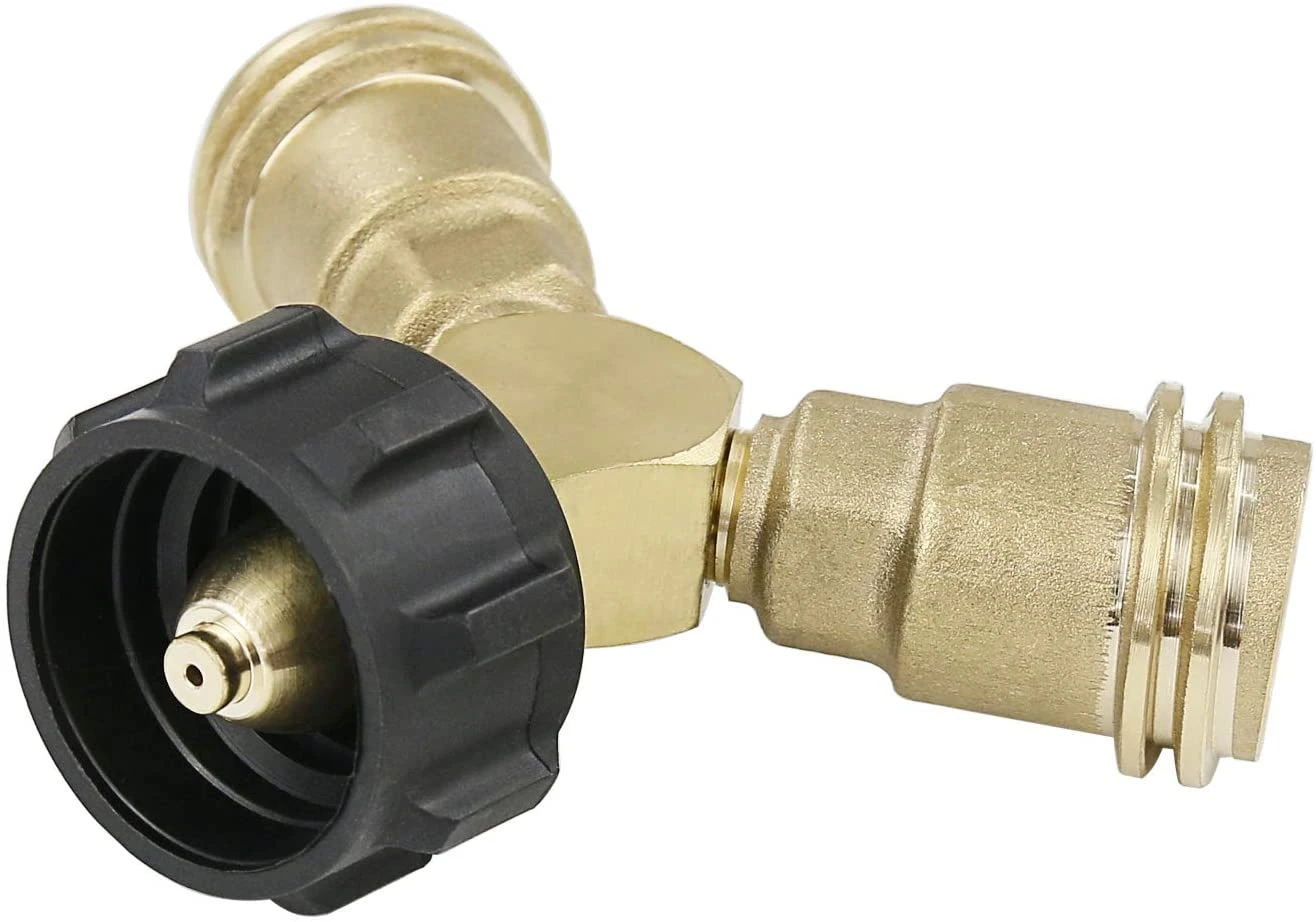 2 Way LP Gas Propane Tank Y Splitter Adapter With Valves Tee Connector For 20lb LP Tank Cylinder For BBQ Grills, Camping Stoves, Gas Burners, Heater 7 2 Way LP Gas Propane Tank Y Splitter Adapter With Valves Tee Connector For 20lb LP Tank Cylinder For BBQ Grills, Camping Stoves, Gas Burners, Heater - Image 5