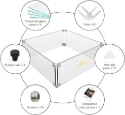 Fire Pit Glass Wind Guard, 18 X 18 X 6 Inch, Heat-Resistant Tempered Glass Guard With Hard Aluminum Corner Bracket And Rubber Feet -Cheap Grill Store 61TPcOl13GL. AC SL1500