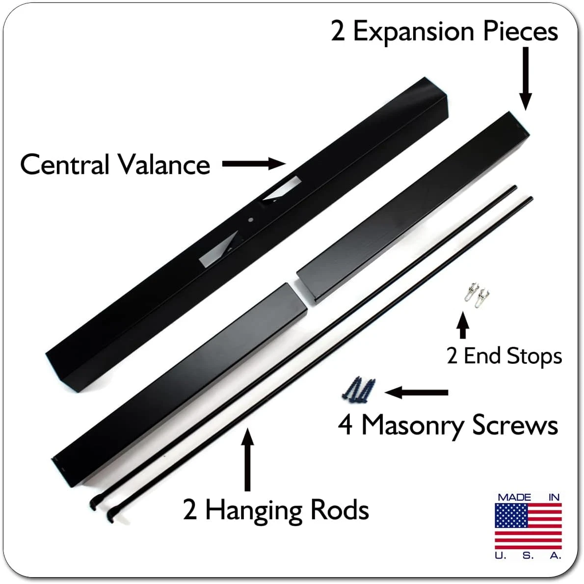 36-48 Inch Black Adjustable Rod And Valance Kit For Masonry Fireplace Spark Screens 5 36-48 Inch Black Adjustable Rod And Valance Kit For Masonry Fireplace Spark Screens - Image 3