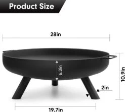 28 Inch Black Fire Pit Wood Burning Fire Bowl With A Drain Hole Fireplace Extra Deep Large Round Outside Backyard Deck Camping Grate -Cheap Grill Store 61XTGfphSeL. AC SL1500