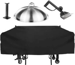 36 Inch Cover For Blackstone, Camp Chef And Most 4 Burner Flat Top Griddle Grills, With Support Pole, Melting Dome Lid And Scraper Kit