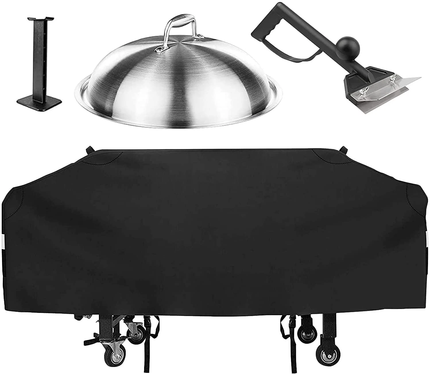 36 Inch Cover For Blackstone, Camp Chef And Most 4 Burner Flat Top Griddle Grills, With Support Pole, Melting Dome Lid And Scraper Kit 3 36 Inch Cover For Blackstone, Camp Chef And Most 4 Burner Flat Top Griddle Grills, With Support Pole, Melting Dome Lid And Scraper Kit