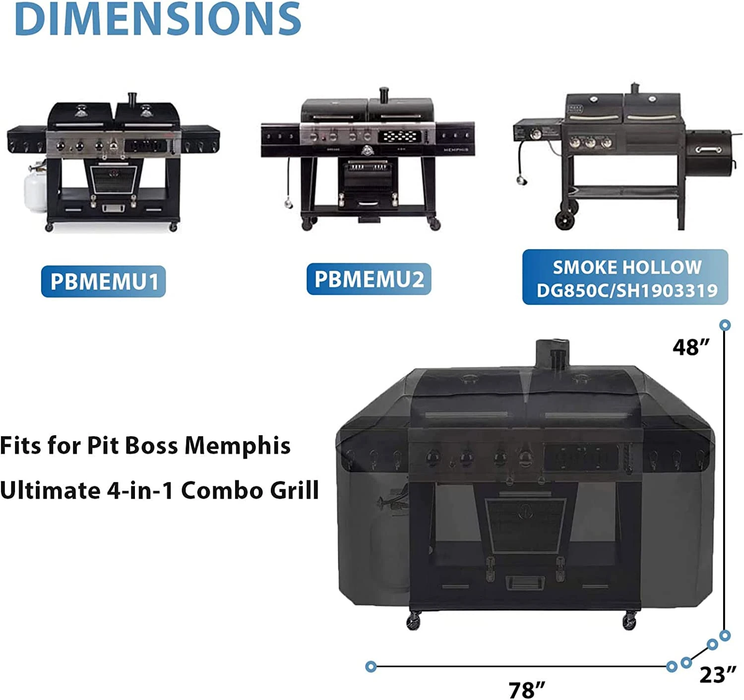 Grill Cover For Masterbuilt Smoke Hollow 4 In 1 Combo PS9900, PS9500, 8500, 6800, 6500, 3500, TC3718, DG1100S, SH7000, 47180T, SH5000, GC7000 Grills 4 Grill Cover For Masterbuilt Smoke Hollow 4 In 1 Combo PS9900, PS9500, 8500, 6800, 6500, 3500, TC3718, DG1100S, SH7000, 47180T, SH5000, GC7000 Grills - Image 2
