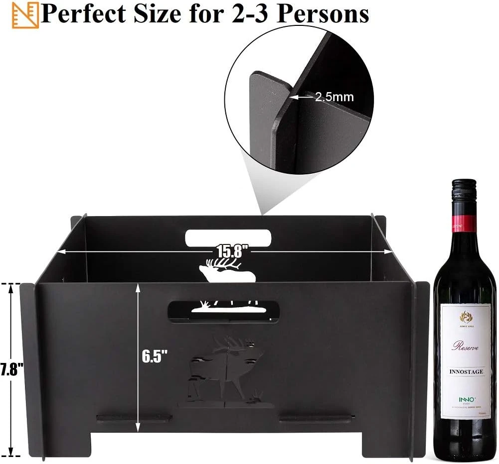 15.8 Inch Collapsible Wood Burning Fire Pit Fire Ring Outdoor Indoor Accessories For Backyard Patio Bonfire, BBQ Camping Travel Or Picnic 5 15.8 Inch Collapsible Wood Burning Fire Pit Fire Ring Outdoor Indoor Accessories For Backyard Patio Bonfire, BBQ Camping Travel Or Picnic - Image 3