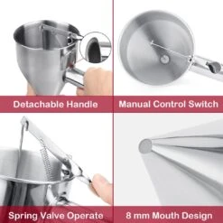 Pancake Batter Dispenser, 1200ml Funnel Cake Dispenser With Stand And Basting Brush, Batter Funnel Dispenser For Cupcakes, Waffles, Or Any Baked Goods -Cheap Grill Store 61g1Ox5iqpL. SL1100