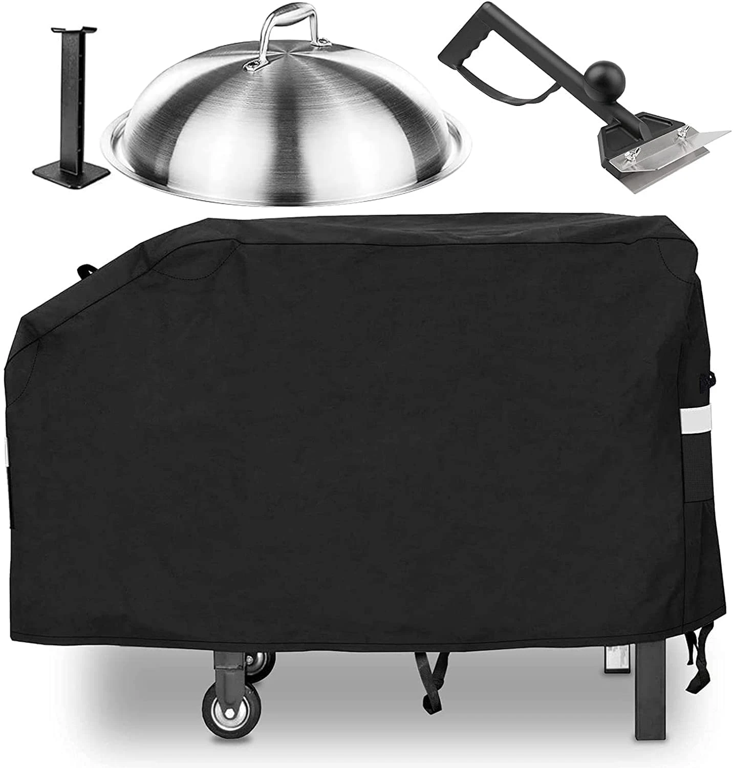 28'' Griddle Cover, Melting Dome Lid And Spatula Kit For Blackstone And Most 2 Burner Flat Top Grill Griddles, Heavy Duty BBQ Cover With Support Pole 3 28'' Griddle Cover, Melting Dome Lid And Spatula Kit For Blackstone And Most 2 Burner Flat Top Grill Griddles, Heavy Duty BBQ Cover With Support Pole
