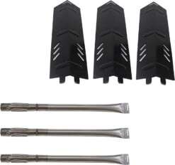 BBQ Grill Repair Kit Fits RevoAce GBC1703WA-C, GBC1729W, GBC1729WBS, GBC1729WRS Gas Grills, Heat Plates + Burner Tubes Set