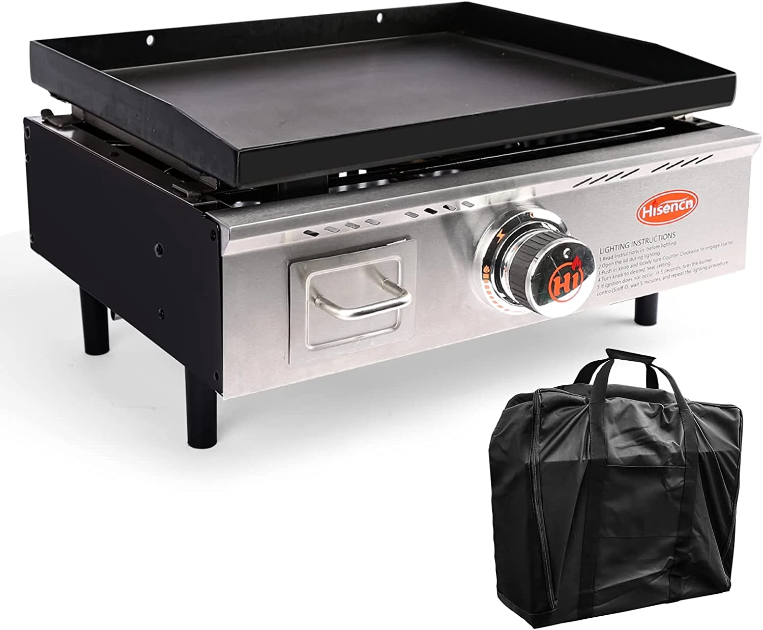 17 Inch Portable Flat Top BBQ Grill Griddle Non-Stick For Outdoor, Tabletop, Countertop, Kitchen, Tailgating Etc, Kit With Grill Cover 3 17 Inch Portable Flat Top BBQ Grill Griddle Non-Stick For Outdoor, Tabletop, Countertop, Kitchen, Tailgating Etc, Kit With Grill Cover