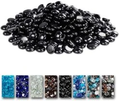1/2'' Patio Heaters Black Fire Glass Beads Reflective Tempered Fire Rocks Beads For Fire Pits, Fireplace And Fire Bowl