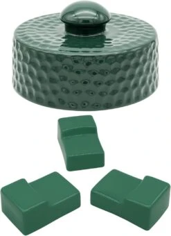 Ceramic Grill Feet & Chimney Vent Cap For Big Green Egg BGE Small, Medium, Large, XLarge Kamado Ceramic Egg Charcoal Grills