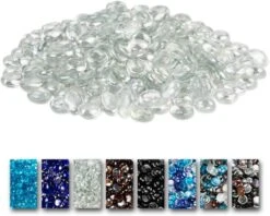 10 LBS 1/2'' Ultra White Fire Glass Beads Reflective Tempered Fire Rocks Beads For Fire Pits, Fireplace And Fire Bowl