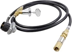 Propane Fire Pit LP Burner Connection Installation Kit 150k BTU Air Mixer, Chrome Key Valve & Regulator
