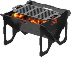20 Inch Wood Fire Pit Outdoor Portable Firepit With BBQ Tray Detachable Camping Steel Fire Pits For Backyard, Patio, Picnic, Bonfire, Garden