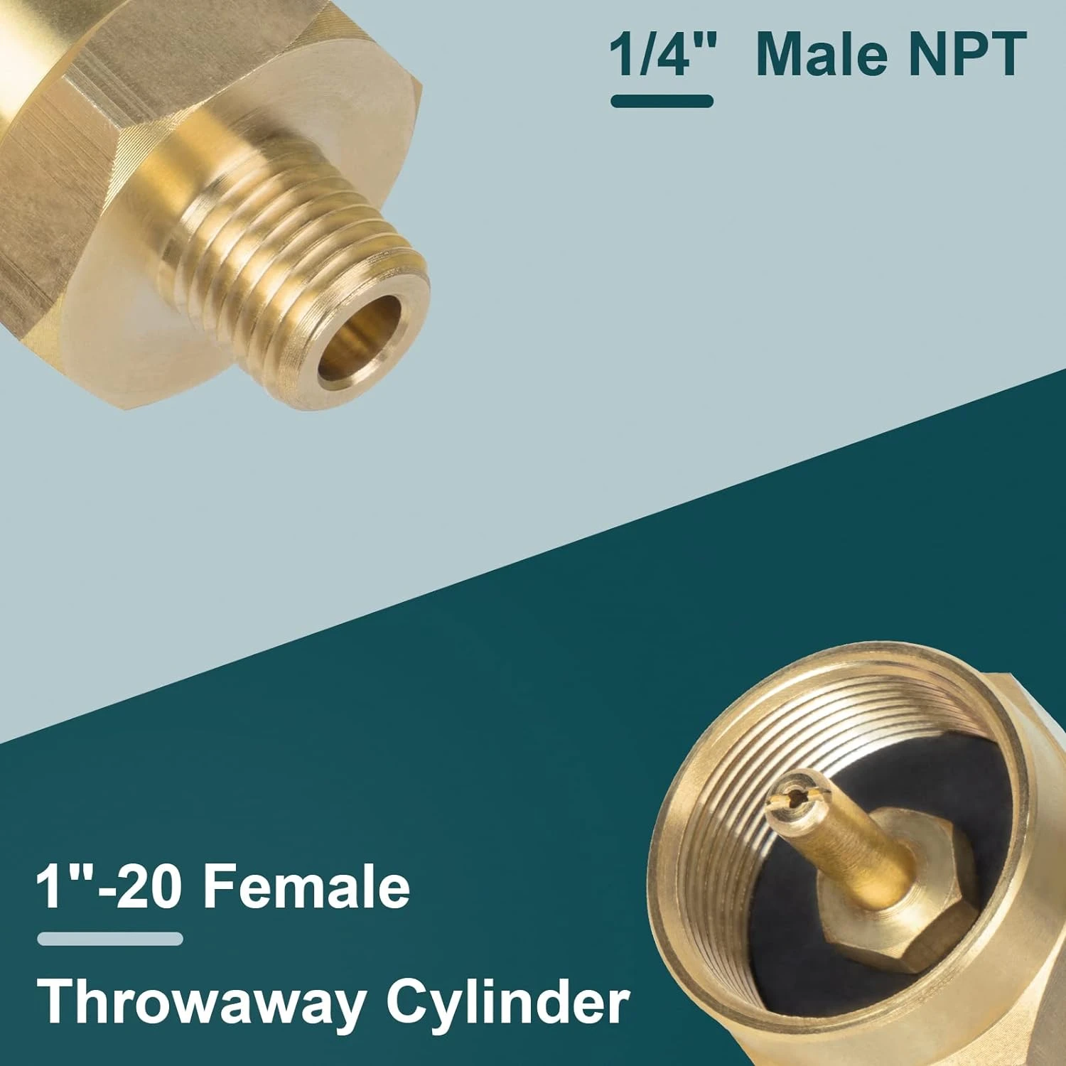 Soild Brass 1LB Bottle Propane Refill Adapter, 1/4'' Male NPT X 1''-20 Female Throwaway Cylinder, For Grill, Camping Stove, RV, Trailer 4 Soild Brass 1LB Bottle Propane Refill Adapter, 1/4'' Male NPT X 1''-20 Female Throwaway Cylinder, For Grill, Camping Stove, RV, Trailer - Image 2