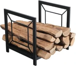 17 Inches Small Firewood Log Rack Square Shape Holding Storage Brackets For Indoor/Outdoor Fire Pits, Fireplace And Wood Burning Stove Accessories
