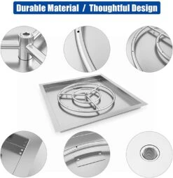 18" X 18" Stainless Steel Round Drop-in Fire Pit Burner Pan, 12" Burner Ring And Spark Ignition Hose Kit For LP NG Gas Fire Pit And Fireplace -Cheap Grill Store 61wIGJRFevL. AC SL1500
