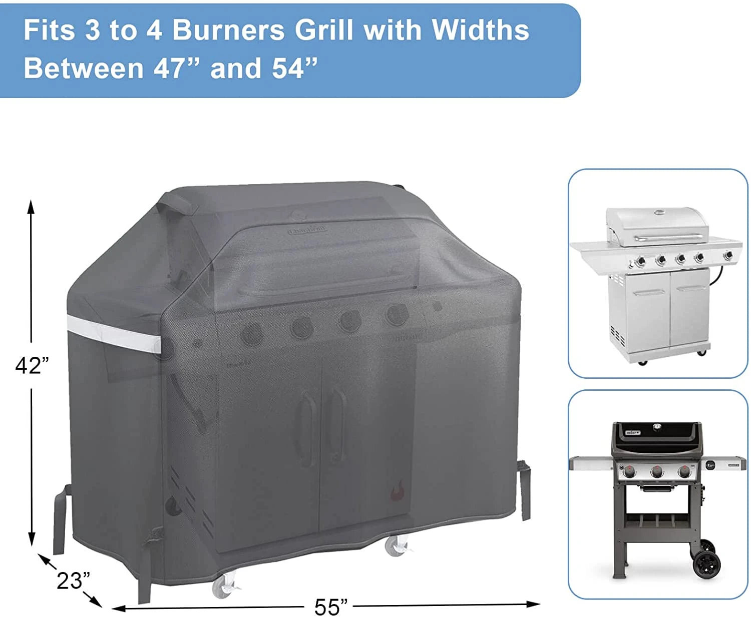 Premium Grill Cover For Char-Broil 4 Burner BBQ Gas Grills 5 Premium Grill Cover For Char-Broil 4 Burner BBQ Gas Grills - Image 3