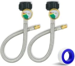 1FT Propane Gauge Hose, 1/4 Male NPT For 2-Stage Auto Changeover Regulator, Type 1 Connection