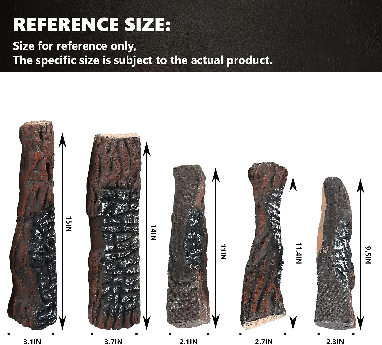 5Pcs Ceramic Wood Fake FireLogs For Indoor Gas Inserts, Ventless & Vented, Propane, Gel, Ethanol, Electric Or Outdoor Fireplaces & Fire Pits 4 5Pcs Ceramic Wood Fake FireLogs For Indoor Gas Inserts, Ventless & Vented, Propane, Gel, Ethanol, Electric Or Outdoor Fireplaces & Fire Pits - Image 2