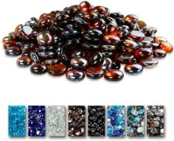 10 LBS 1/2'' Copper Fire Beads Glass Reflective Tempered Fire Rocks Beads For Fire Pits, Fireplace And Fire Bowl
