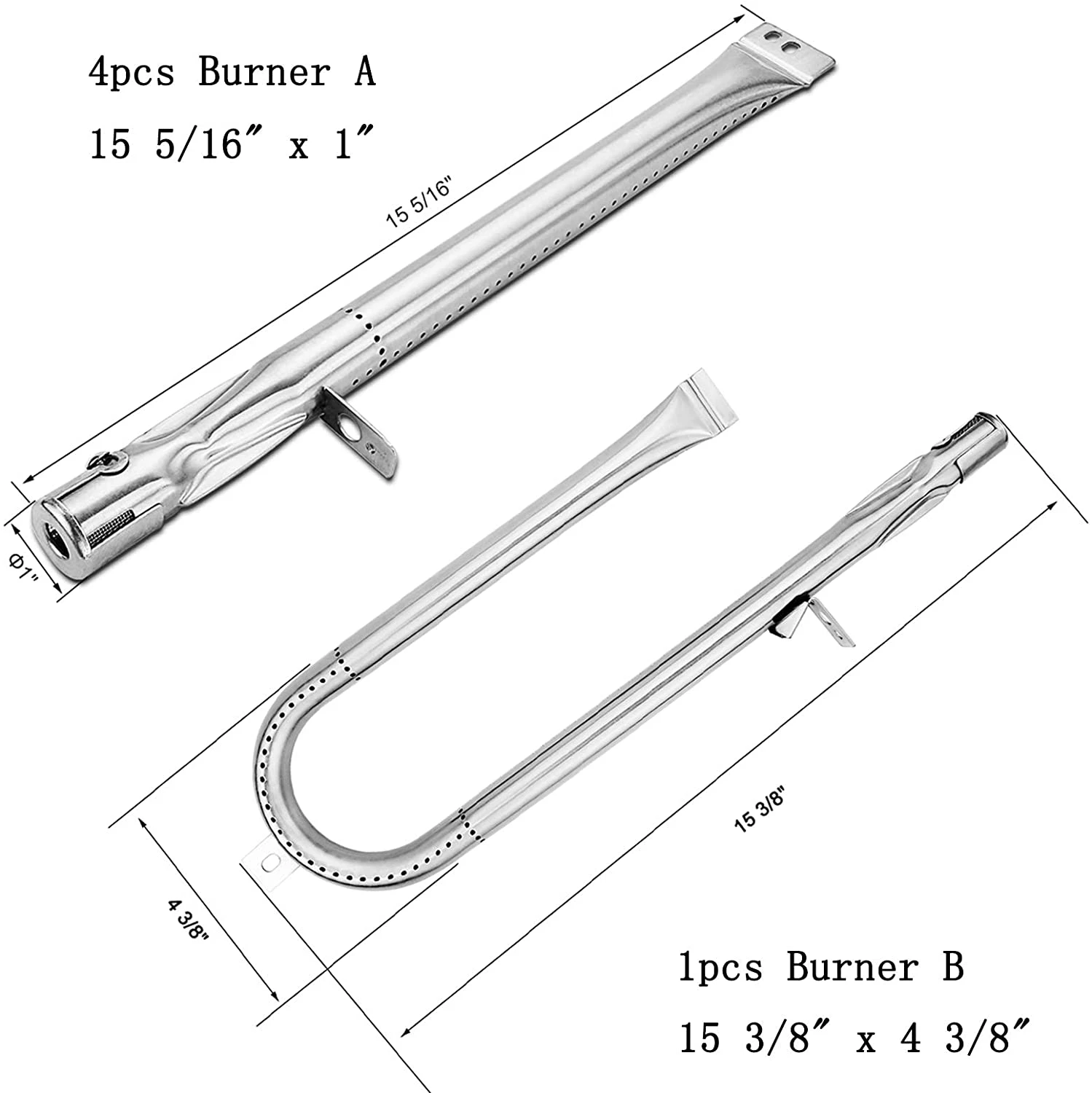 Replacement Parts Kit For Brinkman 810-3660-0, 810-3660-F, 810-3660-S, 810-3661-F Gas Grills, Burners, Heat Plates, Crossover Tubes Set 6 Replacement Parts Kit For Brinkman 810-3660-0, 810-3660-F, 810-3660-S, 810-3661-F Gas Grills, Burners, Heat Plates, Crossover Tubes Set - Image 4