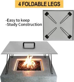 30'' Square Fire Pit Heat Deflector Burner Lid Cover To Push Heat Down And Out With Carrying Handle And Foldable Legs To Warm Friends And Family -Cheap Grill Store 714qZuld4CL. AC SL1500