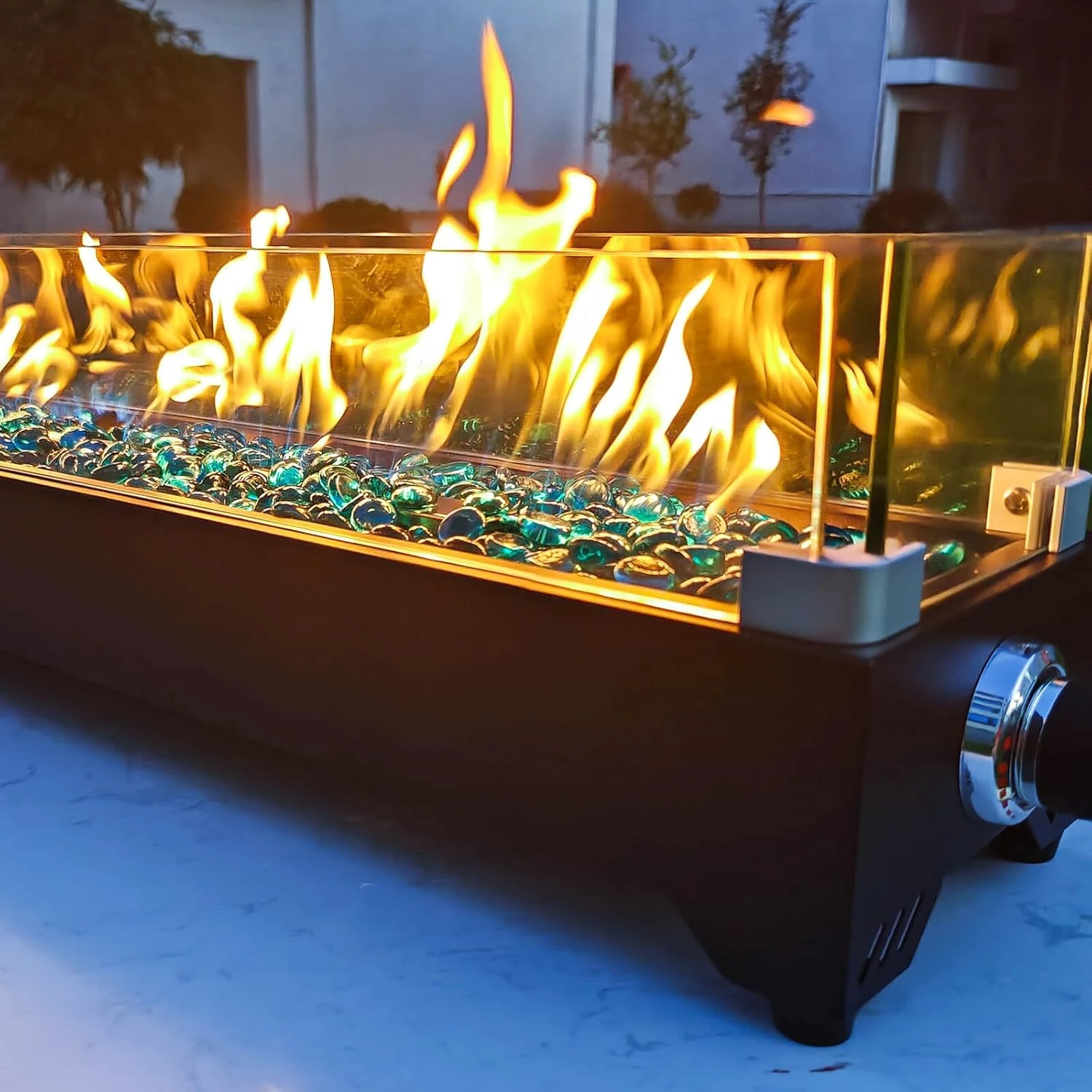 36 Inch Tabletop Propane Fire Pit, 50000 BTU, Stainless Steel Outdoor Portable Fire Pit With Cover And Windscreen 6 36 Inch Tabletop Propane Fire Pit, 50000 BTU, Stainless Steel Outdoor Portable Fire Pit With Cover And Windscreen - Image 4