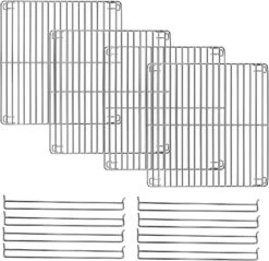 Cooking Grate For Masterbuilt MB20051311, MB26050412, MB20052318, MB21050813, MB25050217 30" Propane Smokers, 4pcs 13.3" X 13.6"