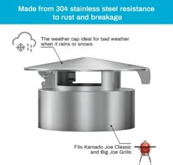 Stainless Steel Vented Chimney Cap For Kamado Joe Classic And Big Joe Grills, Daisy Wheel Cap Replacement Accessory 11 Stainless Steel Vented Chimney Cap For Kamado Joe Classic And Big Joe Grills, Daisy Wheel Cap Replacement Accessory -Cheap Grill Store 716 FHkDngS. AC SL1500